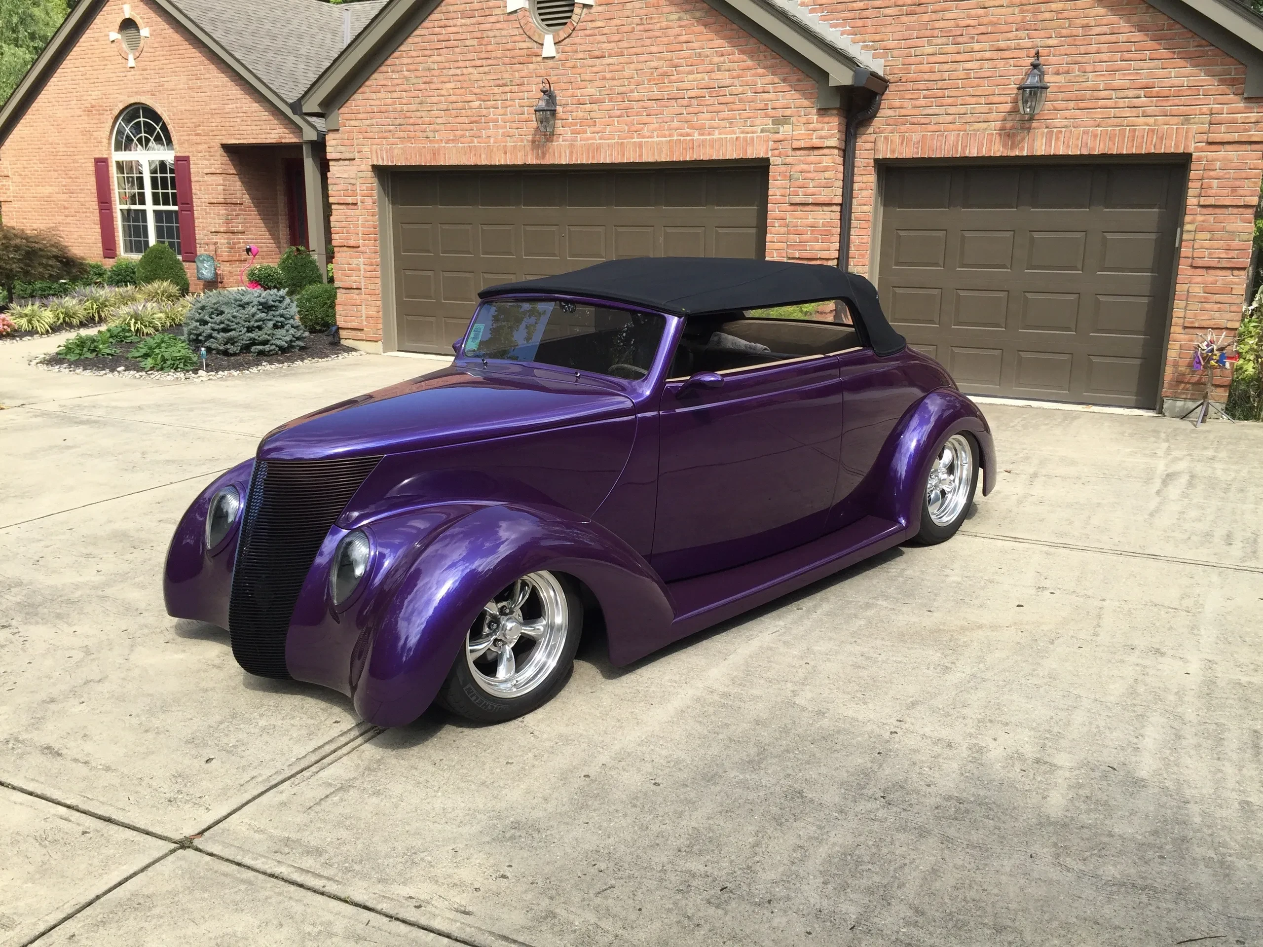 Purple vintage convertible street rod