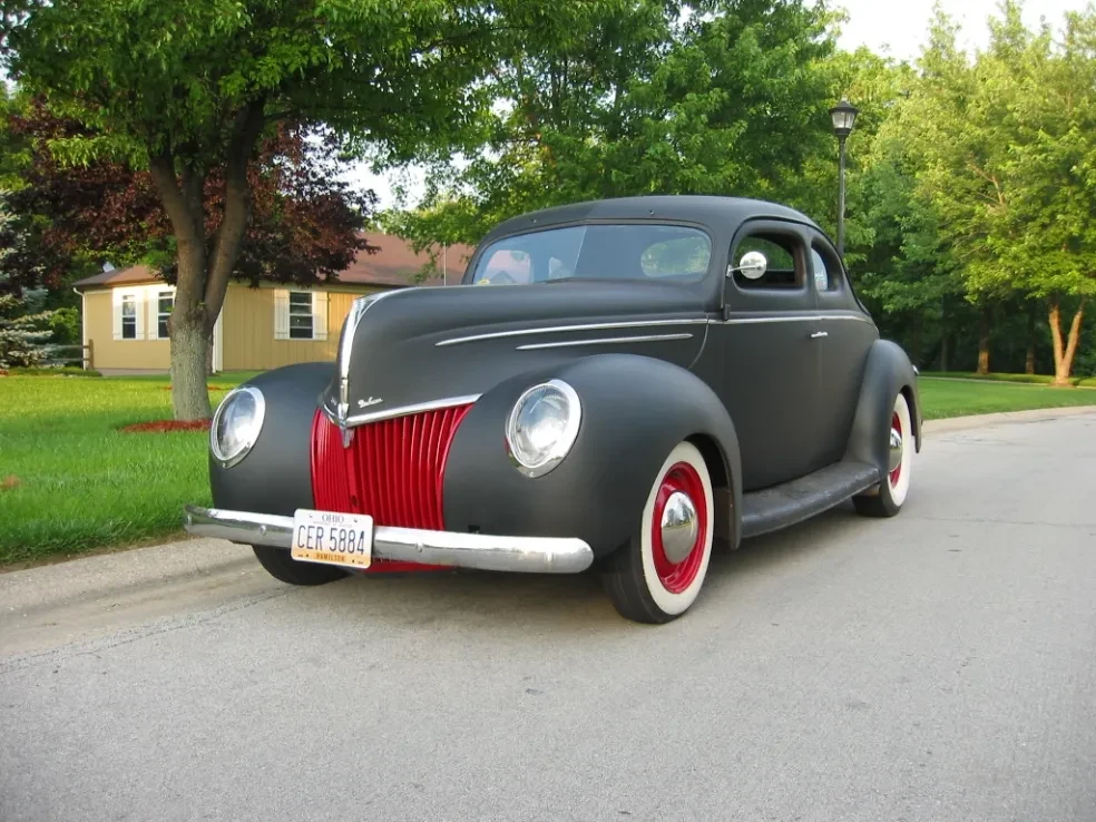 Vintage black hot rod coupe