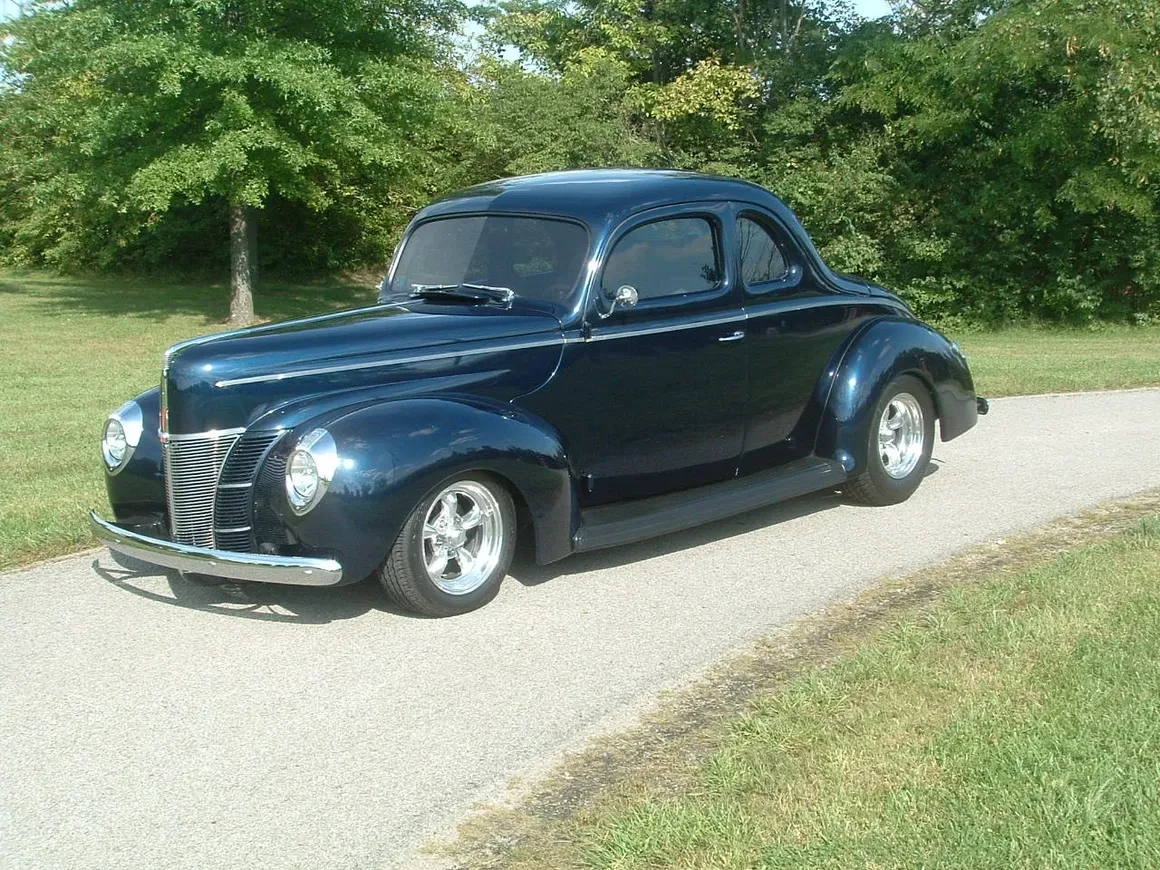 Vintage black coupe street rod
